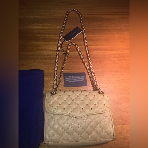 Rebecca Minkoff Quilted Mini Affair Shoulder Bag in Biscuit color. - Picture 3 of 17